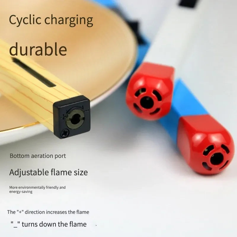 Creative Matchstick Shaped Lighter Refillable Practical Long Matchstick Lighter Adjustable Metal Lighter for Fireplaces Camping