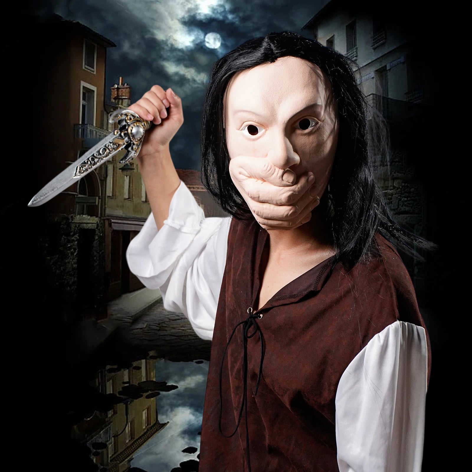 Horror masks, role-playing, and pranks - with detailed hair and facial features - makeup activities, Halloween costumes