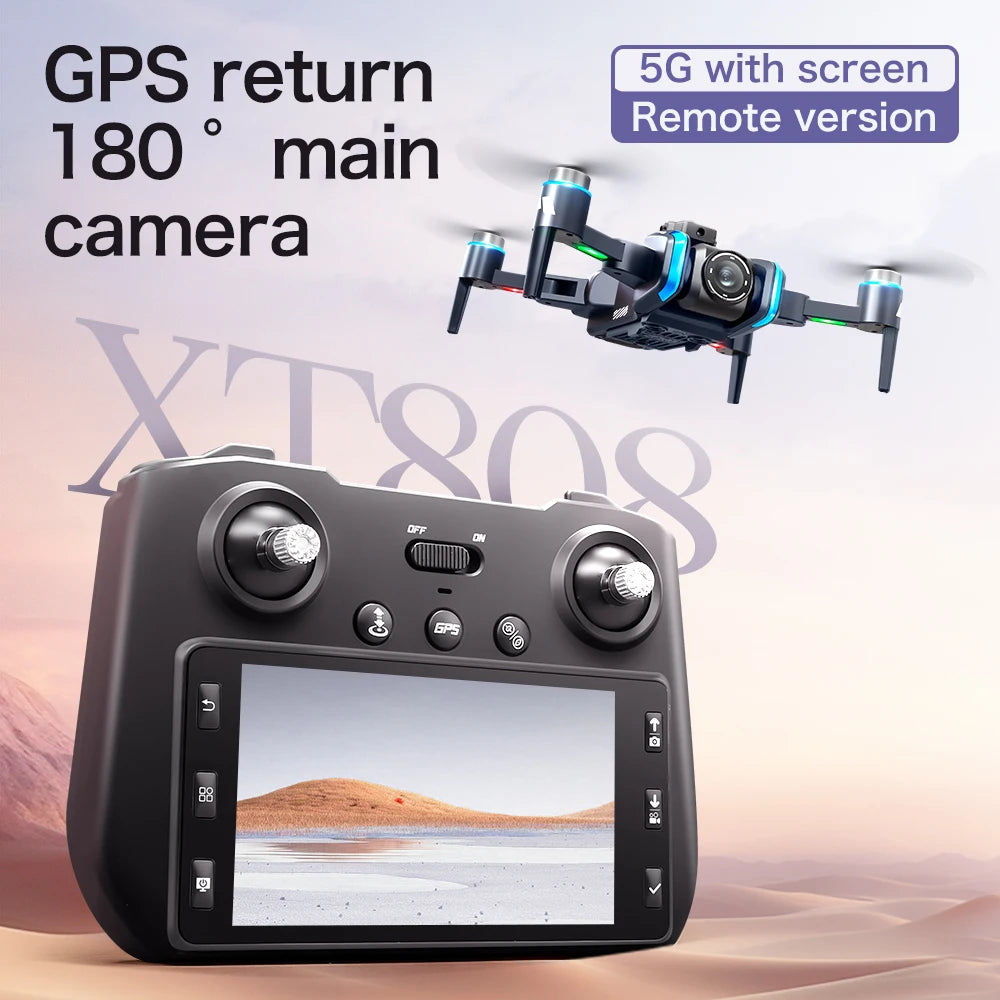 XT808 Screen Display Drones 5G Optical Flow GPS Folding With WIFI Transmission 8K HD Professional Aerial Camera Quadcopters Toys