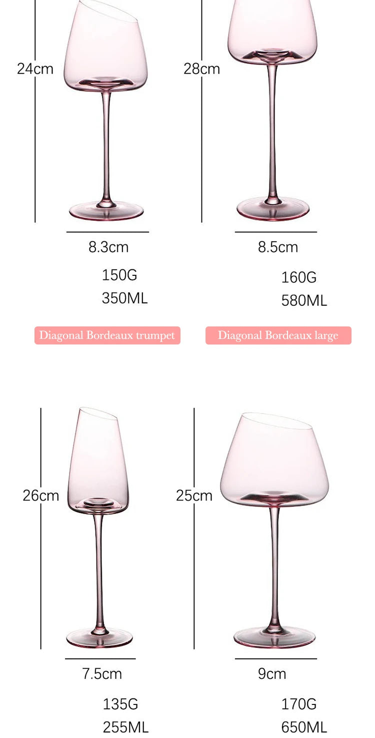 French Pink Flamingo Red Wine Glasses Set Crystal Glass Goblet Creative Inclined Mouth Concave Bottom Champagne Wine Cup Blue