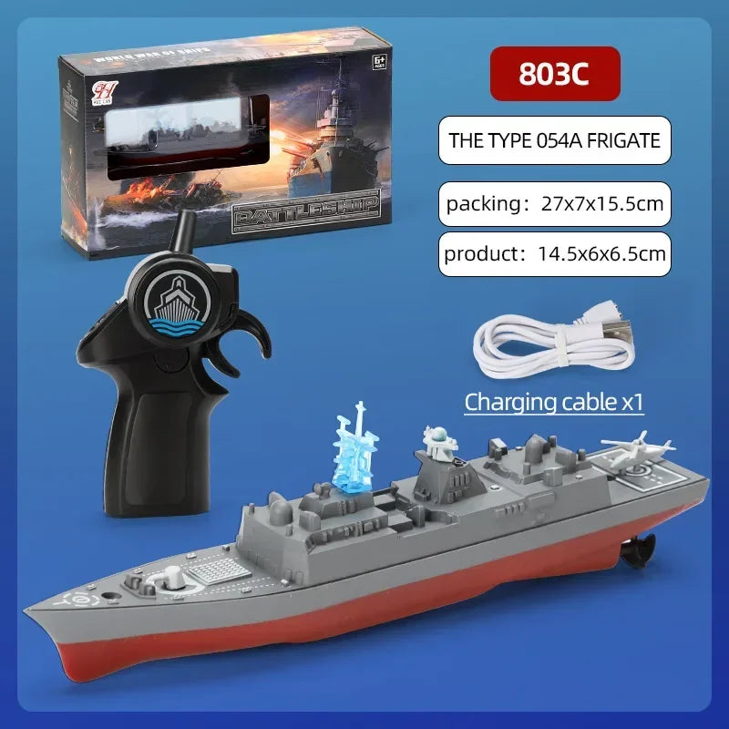 Mini Boat Remote Control Warship 2.4ghz Double Propeller Radio-control Aircraft Carrier Simulated Model Toys Kids Gift