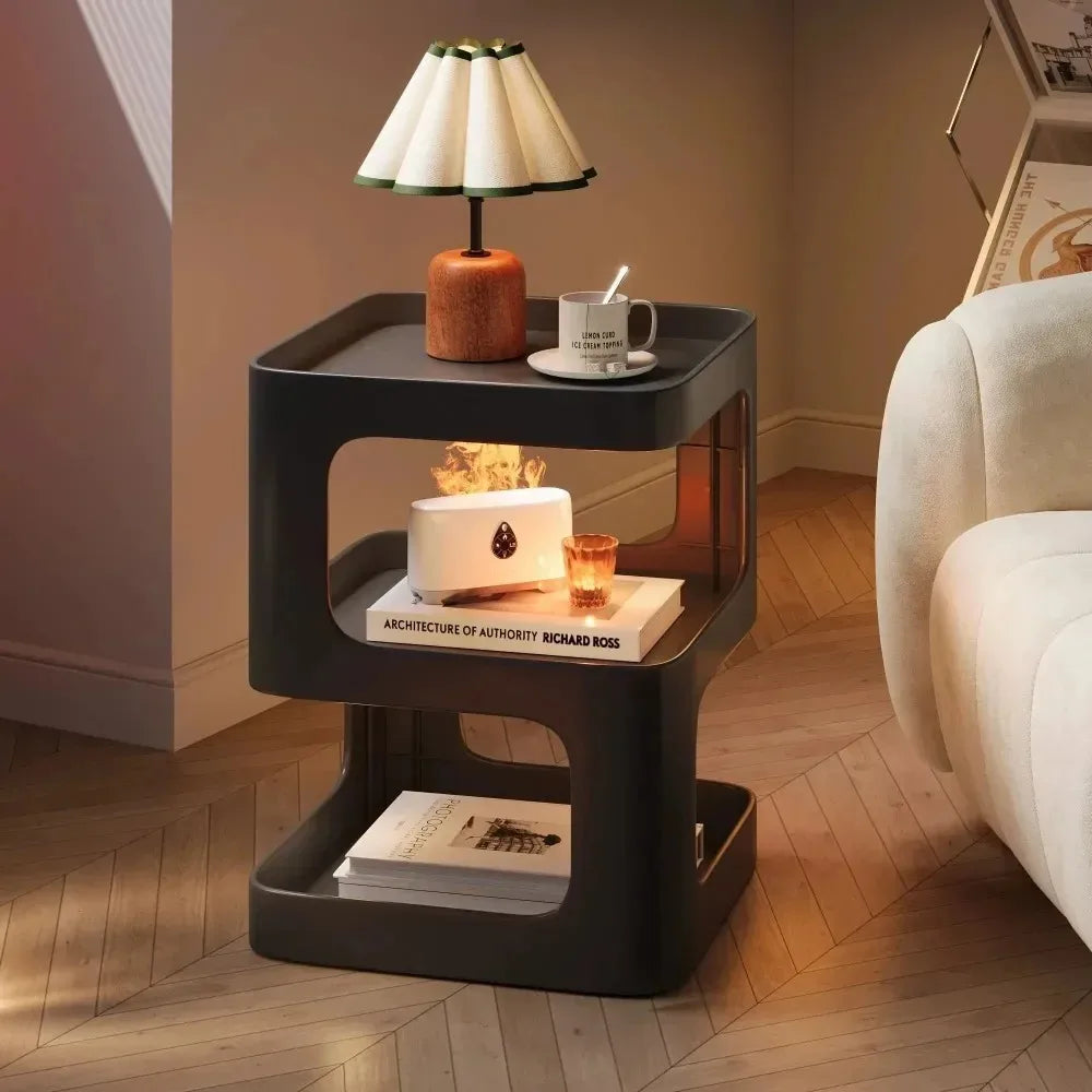 Simple Modern Bedside Side Table Space-Saving Multi-Functional Home Storage Rack Light Luxury Wrought Iron Stable Coffee Table