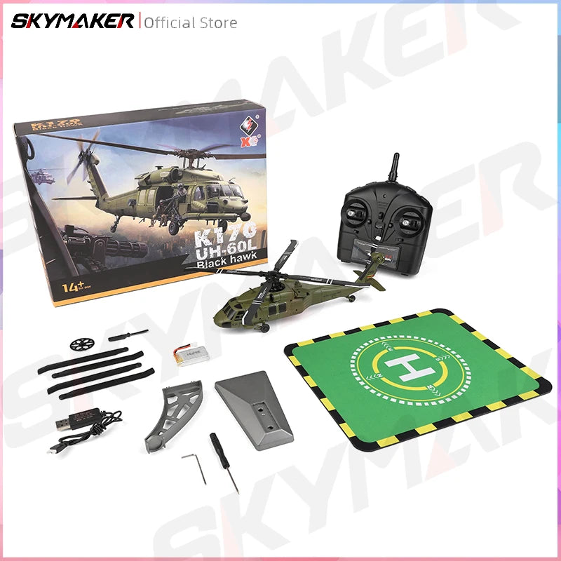 WLtoys RC Helicopters Brushless Motor k170 UH-60L 2.4Ghz 4CH 6-Aixs Gyroscope Single Blade Propellor Gyro Rc Toys for Children