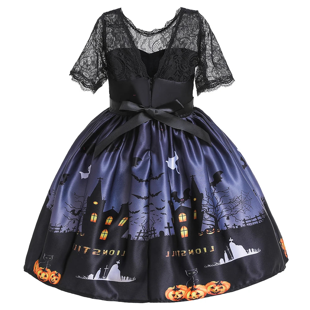 Halloween Bat Gothic Cosplay Girl Costumes Christmas Carnival Kids Pumpkin Birthday Costume for Children Princess Party Dresses