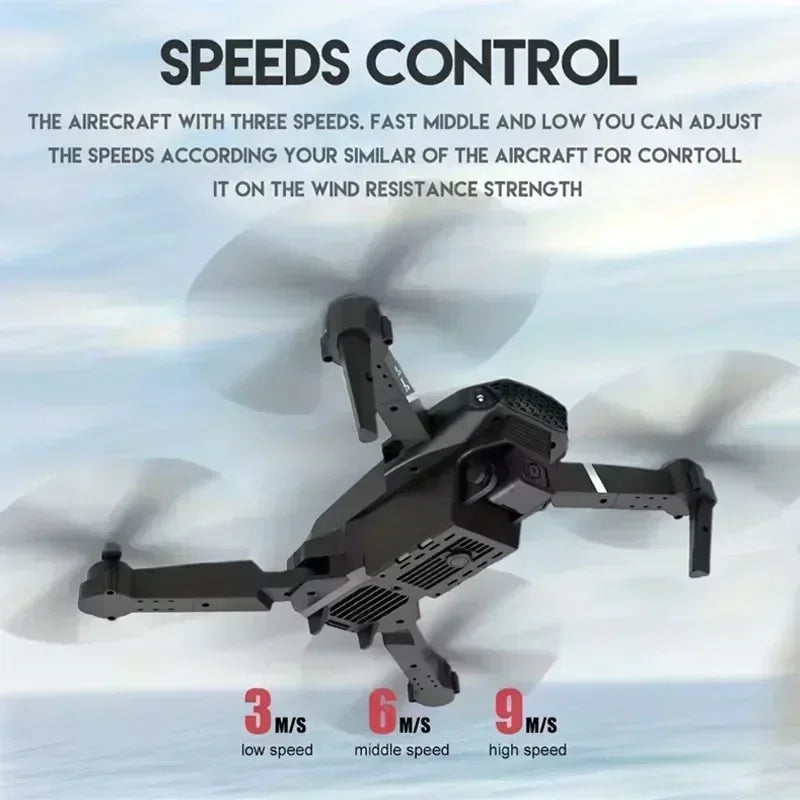 E88 Pro WiFi FPV Drone. Wide-angle HD 4K/1080P camera, height hold, foldable. Ideal RC quadcopter toy for Christmas boys gift.