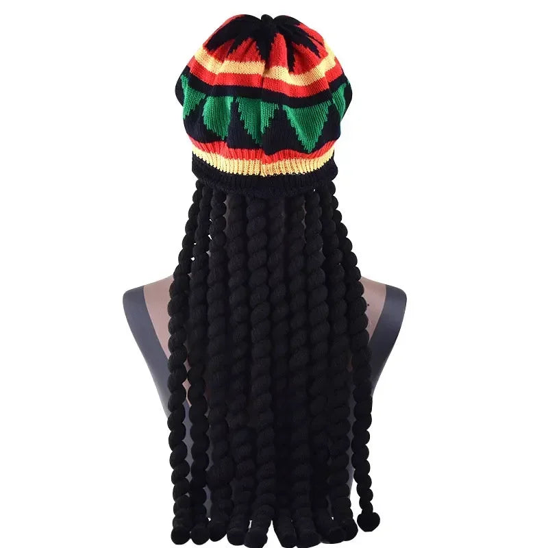 Halloween Costume d'Halloween pour Homme, Ensemble Pantalon, Chemise, Frange, Cadre en Verre, Collier, Chapeau Rasta, Dreadlocks