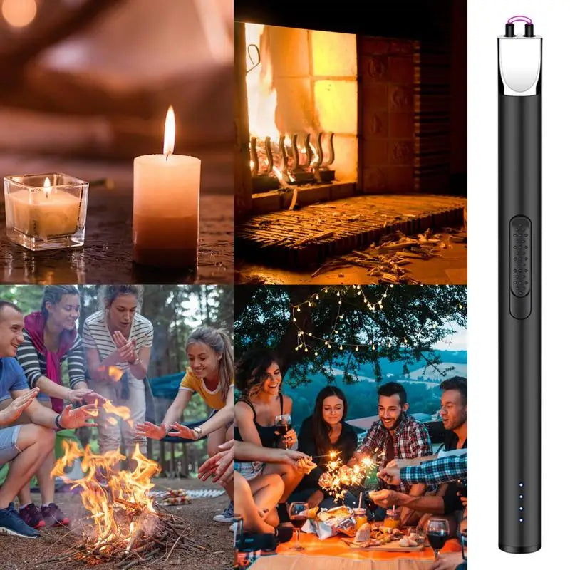 USB Electric Rechargeable Kitchen Lighter Electric Arc BBQ Lighter Windproof Flameless Plasma Ignition Long Gas Lighter
