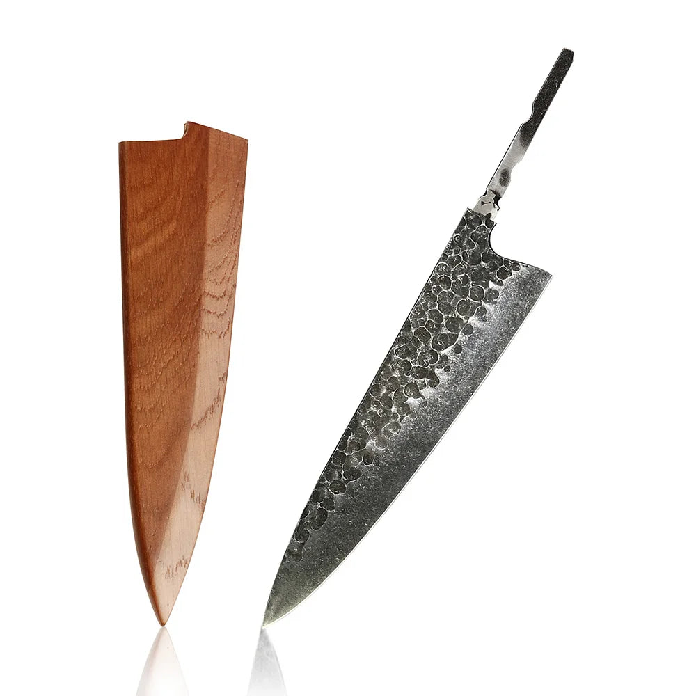 Amber 440C high carbon steel hammer black forge blade blank handle DIY knife blade