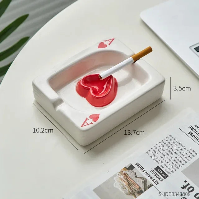 Creative Playing Card Ashtray Home Decor Modern Style Living Room Table Ornaments Simple Smoking Accessories Decorative Ash Tray