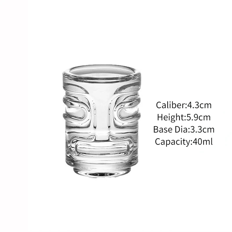Creative Mini Tiki Glass Cup Shot Glasses Stacking Cups Cocktail Glass Tiki Cup Set With 6 Holes Tray Tiki Bar Accessories