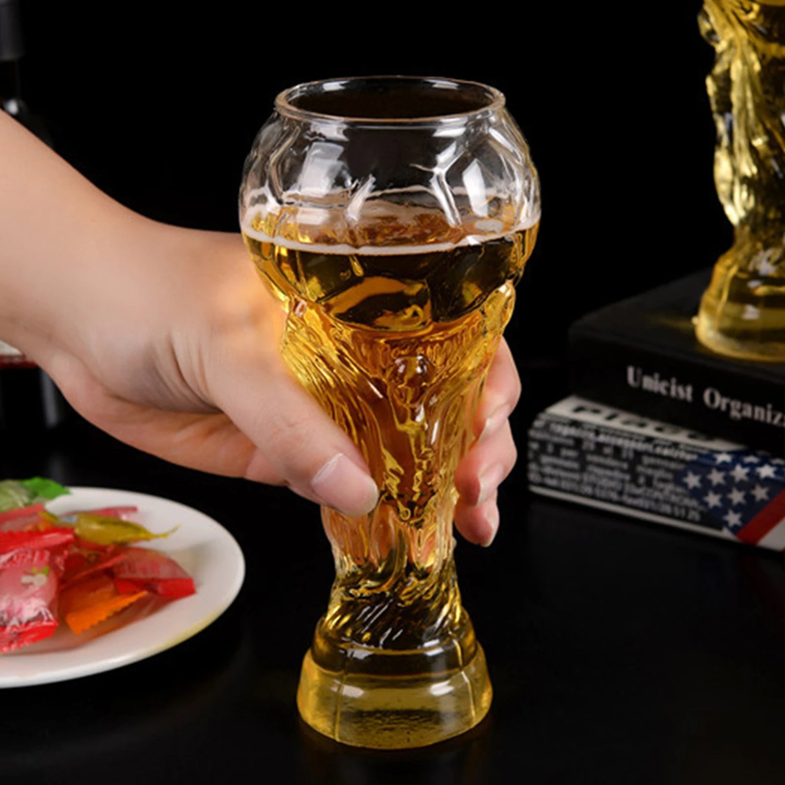 450ml Creative Football Cup Beer Mug Crystal Hercules Large Capacity Glass Wine Cup for Home Bar Beer Cocktails Beverages