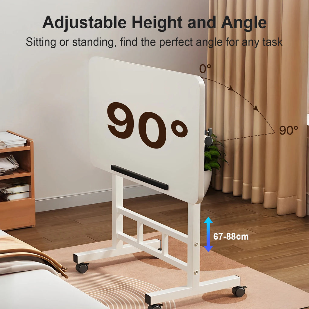 Standing Desk Adjustable Height 23.6" - 35" and Angle 0° - 90°, Space-Saving, Ergonomic Mobile Computer Desk with Universal Whee