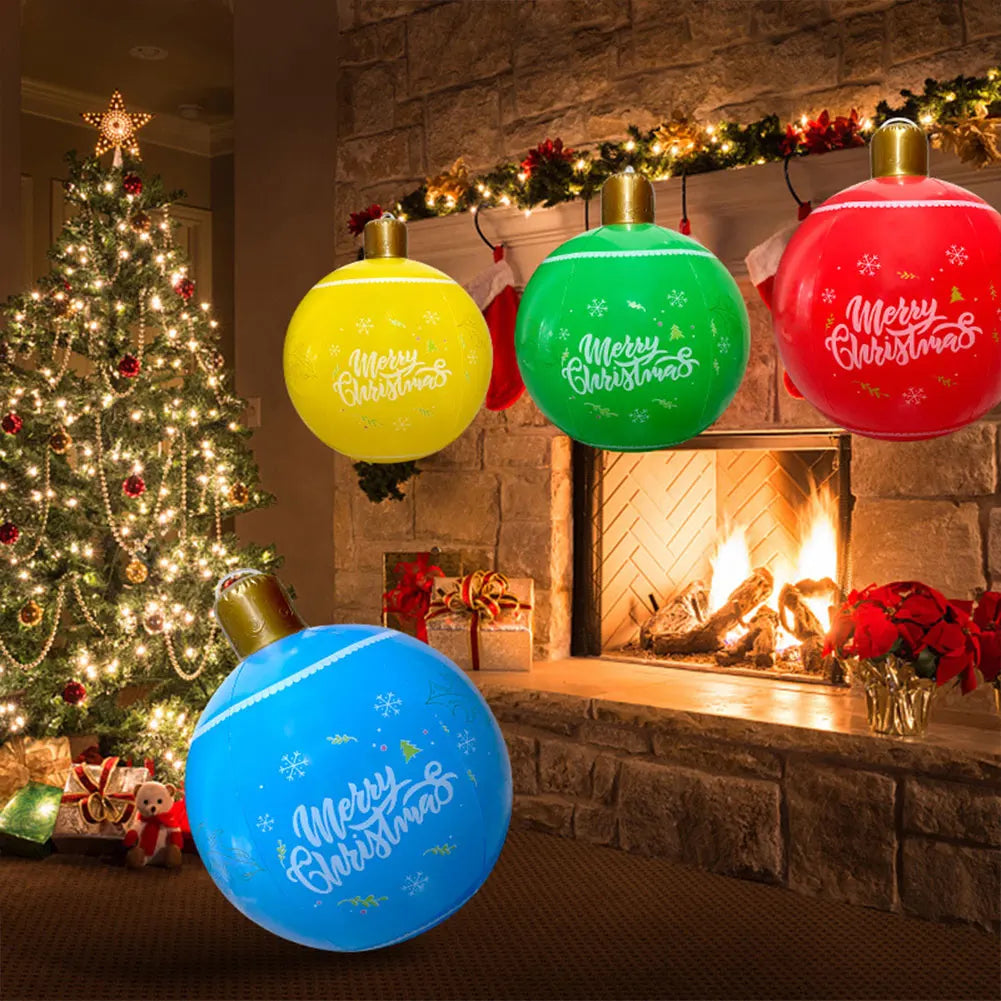 1PC Christmas Tree Decorations Balls Giant Inflatable Christmas Balls Outdoor Christmas Decorations PVC 60CM Snowman Balls