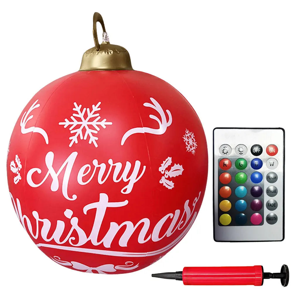 1PC Christmas Tree Decorations Balls Giant Inflatable Christmas Balls Outdoor Christmas Decorations PVC 60CM Snowman Balls