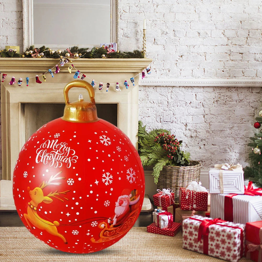 60CM Xmas Decorative Ball Colorful Christmas Inflatable Ball Large Versatile Porch Courtyard Ornaments