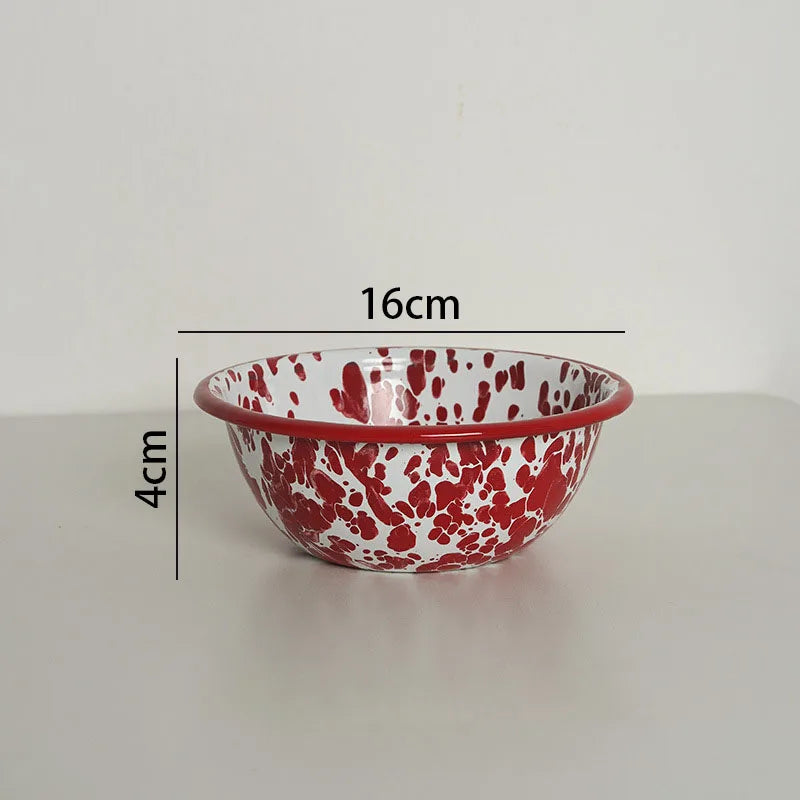 European Enamel Dinner Plate Set Retro Splash Ink Home Dishes and Plates Sets Creative Living Room Desktop Fruit Salad Dish