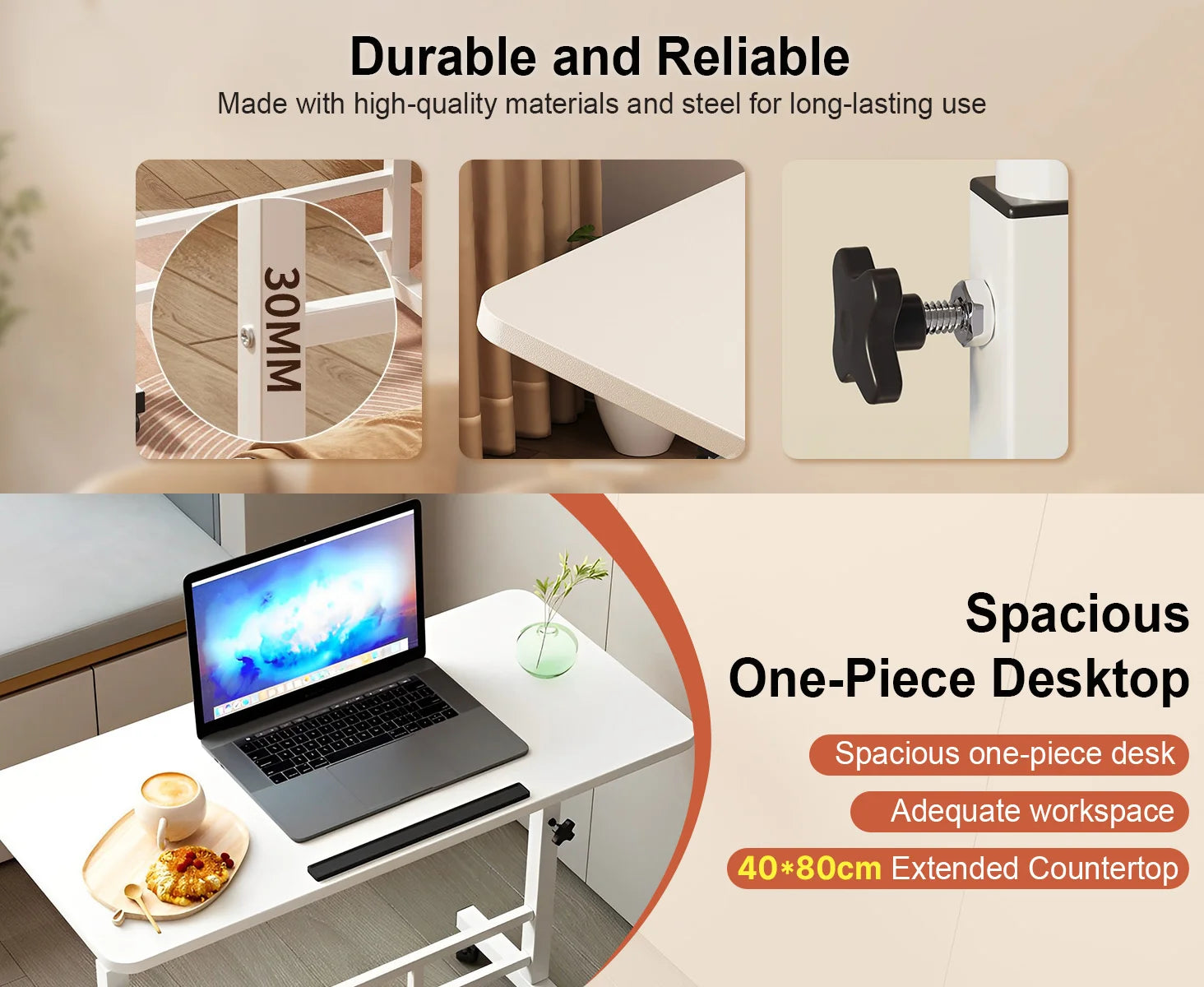 Standing Desk Adjustable Height 23.6" - 35" and Angle 0° - 90°, Space-Saving, Ergonomic Mobile Computer Desk with Universal Whee