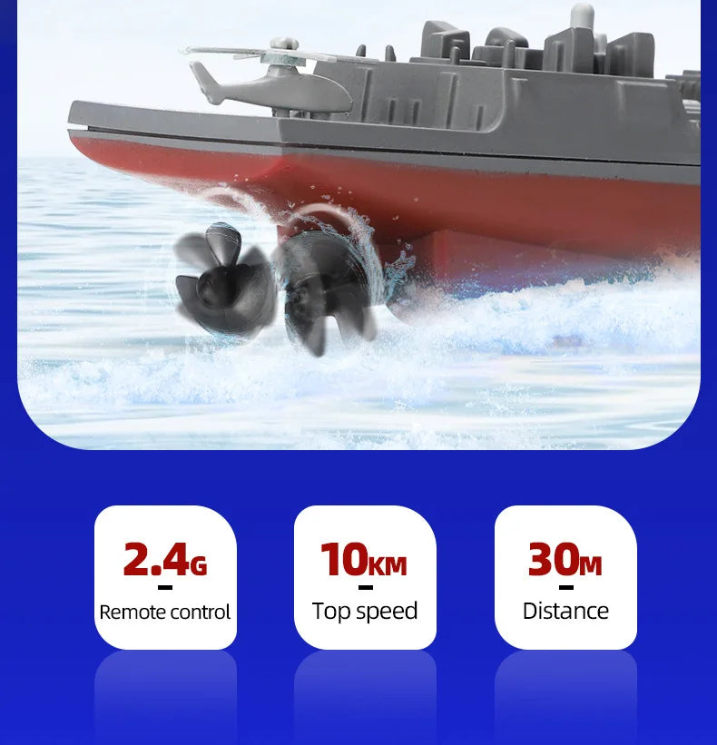 Mini Boat Remote Control Warship 2.4ghz Double Propeller Radio-control Aircraft Carrier Simulated Model Toys Kids Gift