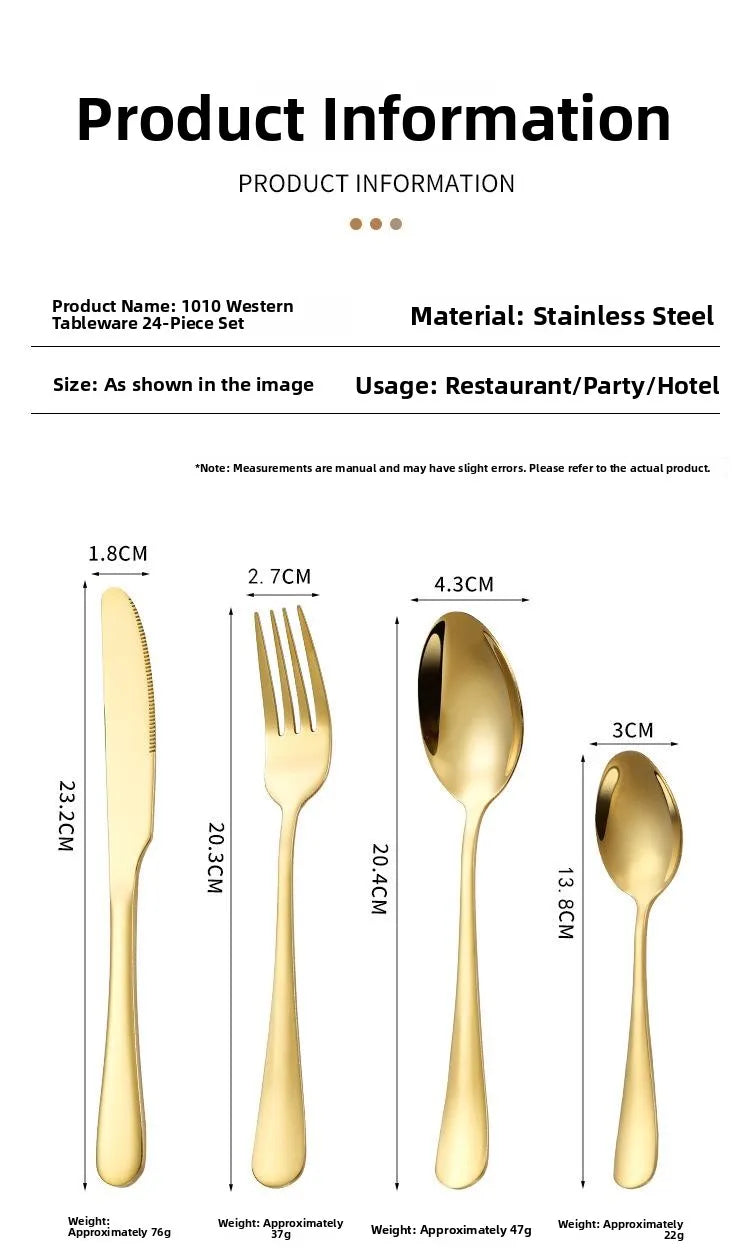 Stainl Steel Western Dining Utensils Set 24-Piece Set Steak Knife Fork Spoon Dinnerware Set Korean Sle Children's Cutler...