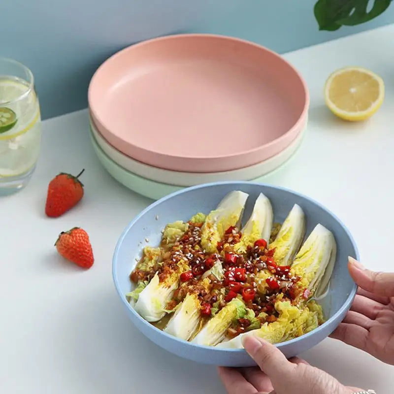 4 Pcs Plate Plastic Plates Pallets Salad Dinner Serving Round Polypropylene (pp) Food Dish Home Child Dishes