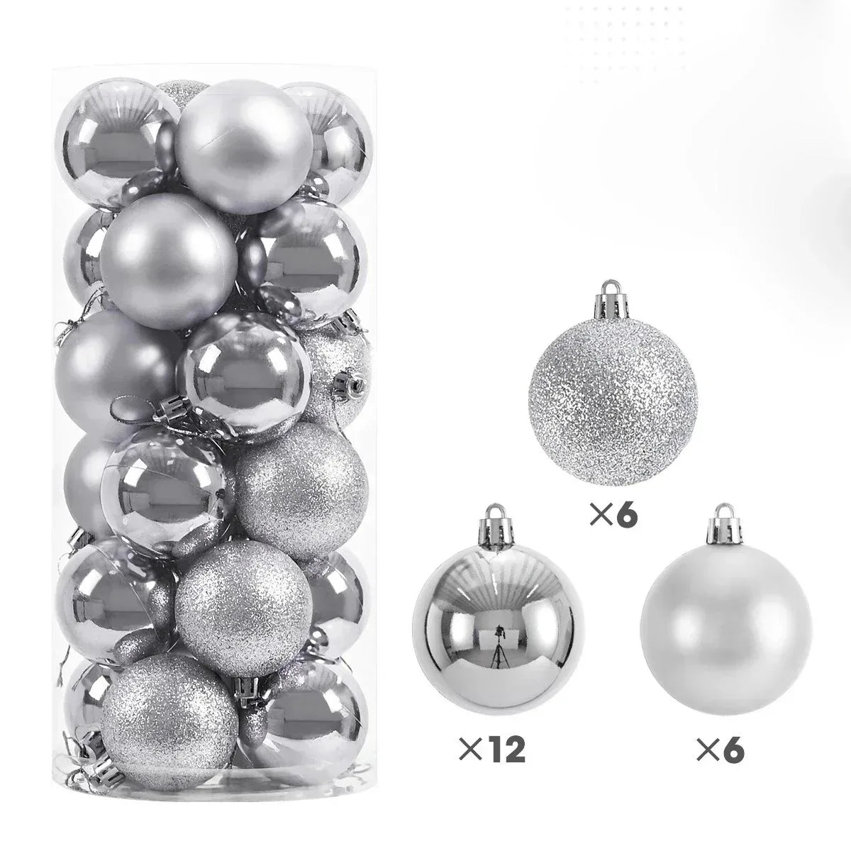 24Pcs 3/4/6CM Christmas Balls Hanging Christmas Tree Pendant Ornaments for Party Decor New Year Navidad Gifts 2026 Accessories