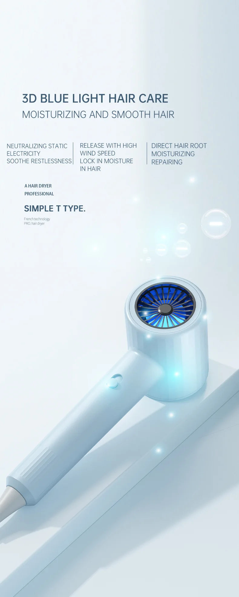 Hair Dryer, High-Speed Electric Turbine Airflow, Low Noise, Constant Temperature And Quick Drying Wind Speed 62m/s1800WQuick Dry