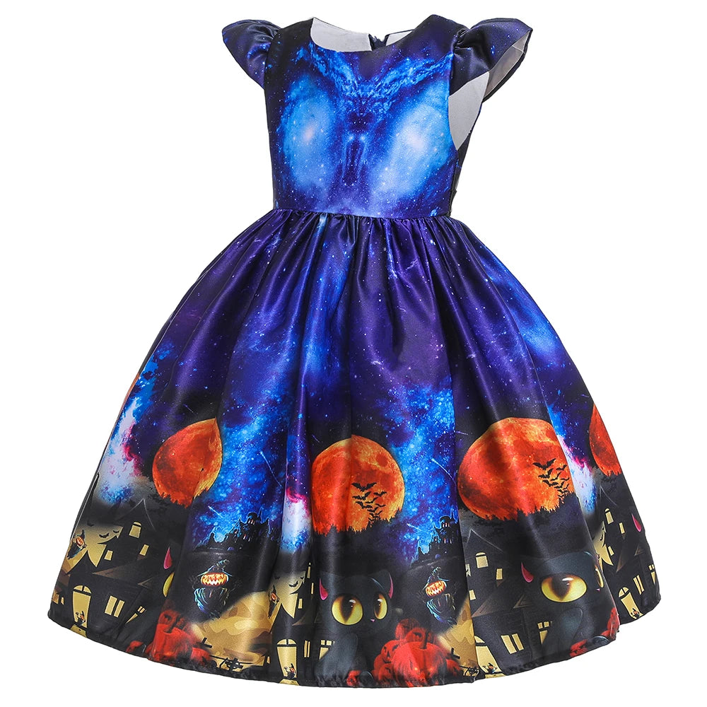 Halloween Bat Gothic Cosplay Girl Costumes Christmas Carnival Kids Pumpkin Birthday Costume for Children Princess Party Dresses