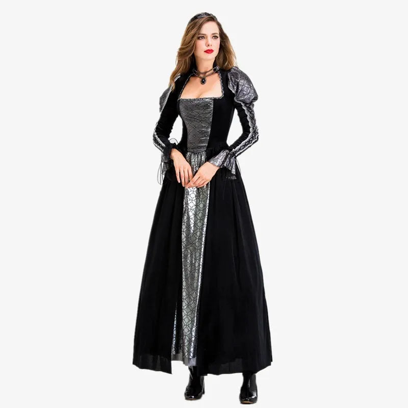 Halloween Day of the Dead Sexy European Medieval Retro Court Gothic Poison Queen Evil Vampire Costume Carnival Party Devil Witch