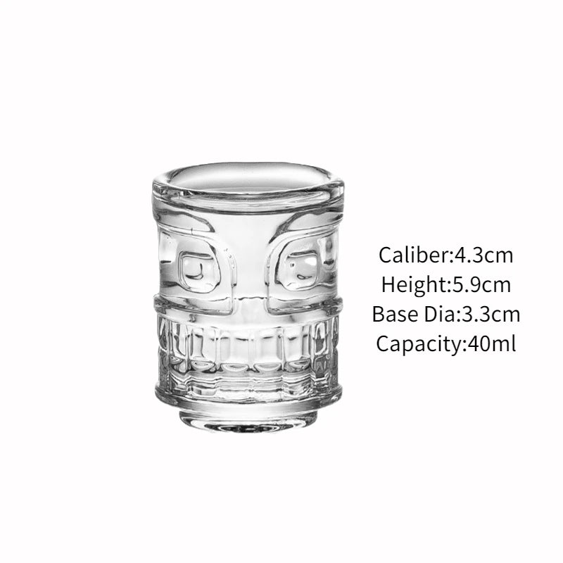 Creative Mini Tiki Glass Cup Shot Glasses Stacking Cups Cocktail Glass Tiki Cup Set With 6 Holes Tray Tiki Bar Accessories