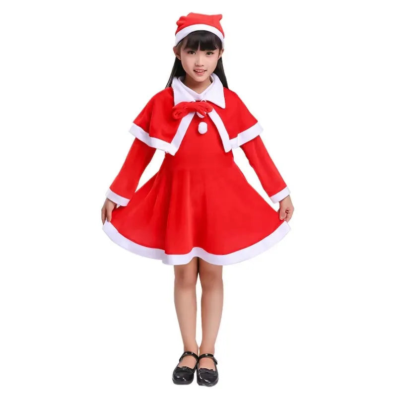 2025 Children's Christmas Costumes, Cosplay Costume Set for Santa Claus Boys and Girls, Classic Red Fashion Costumes, Baby and T
