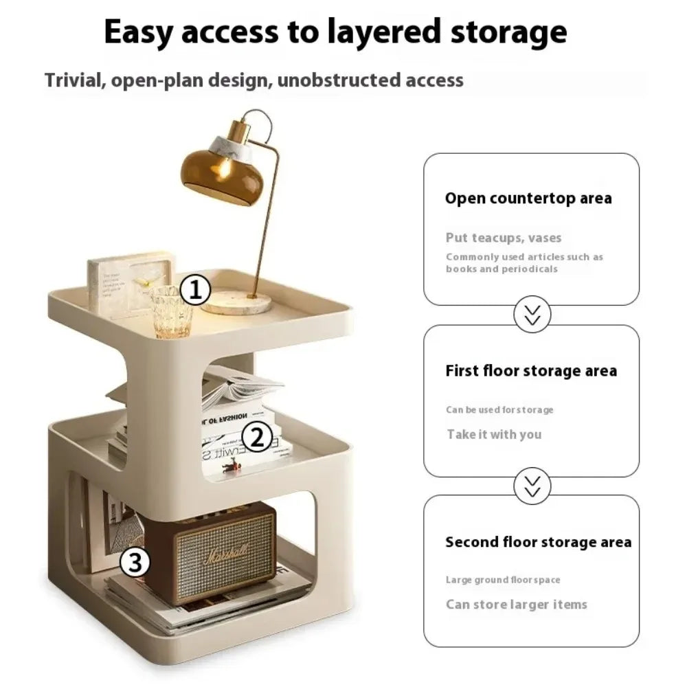 Simple Modern Bedside Side Table Space-Saving Multi-Functional Home Storage Rack Light Luxury Wrought Iron Stable Coffee Table
