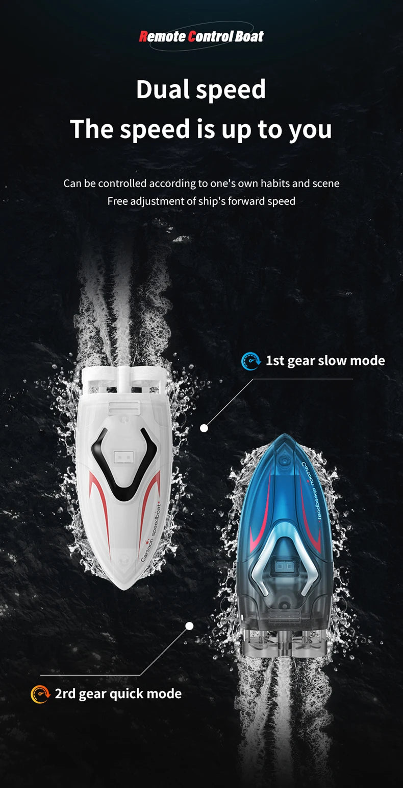 2.4G Electric Racing Boat Waterproof Model Ship Mini LED Light High Speed Remote Control Child Outdoor Toys for Boys Kids Gifts