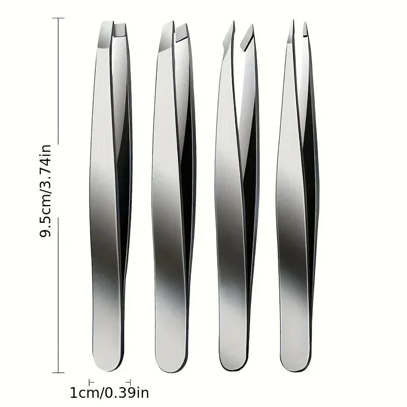 4Pcs Tweezers Set-Precision Eyebrow And Facial Hair Debris And Endogenous Hair Removal Suitable for Both Men And Wome