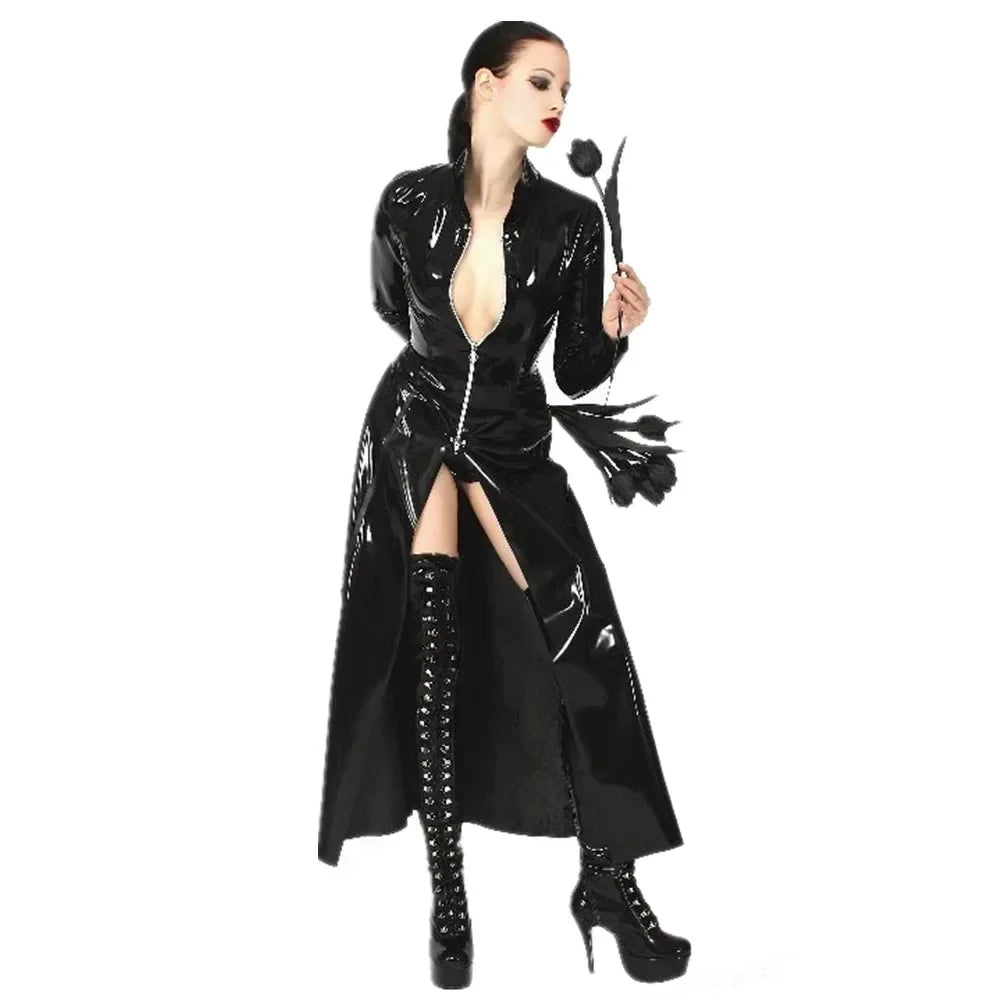 Halloween  Long en Faux Cuir PVC Noir Brcorporelle Unisexe, Matrix Neo, Gothique, pour Homme et Femme, Cosplay, Chanteur de Nuit