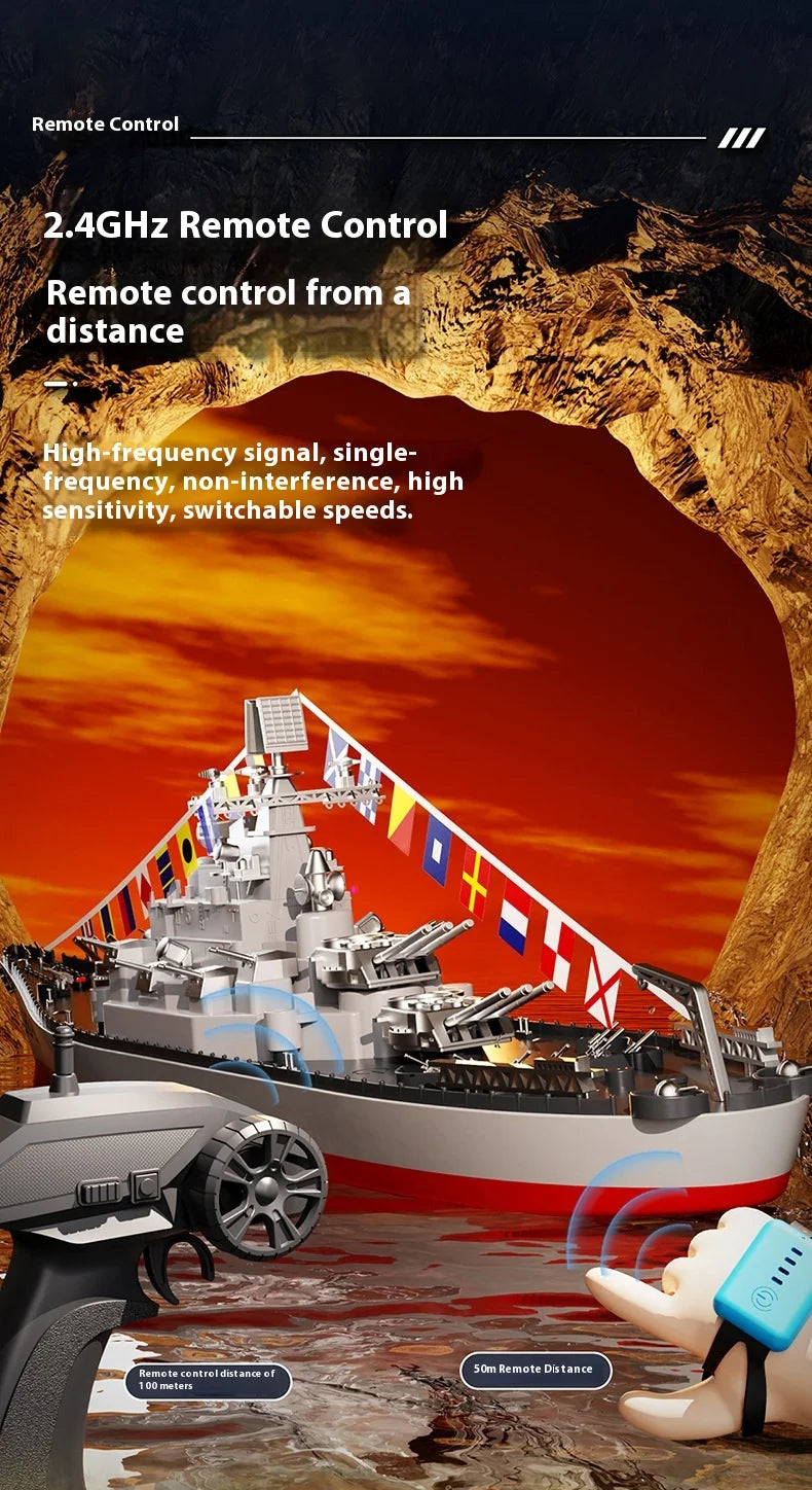 High-Speed Electric Remote Control Boat Speedboat Simulation Warship Oversized Model Launching Adult Children'S Toy Warship.
