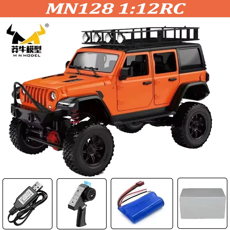 MN128 1/12 RC Car 4WD Jeep Model 2.4G Remote Control LED Light 4X4 Off Road 4WD Climbing RC Truck Electric Toy Car Gift for Boy