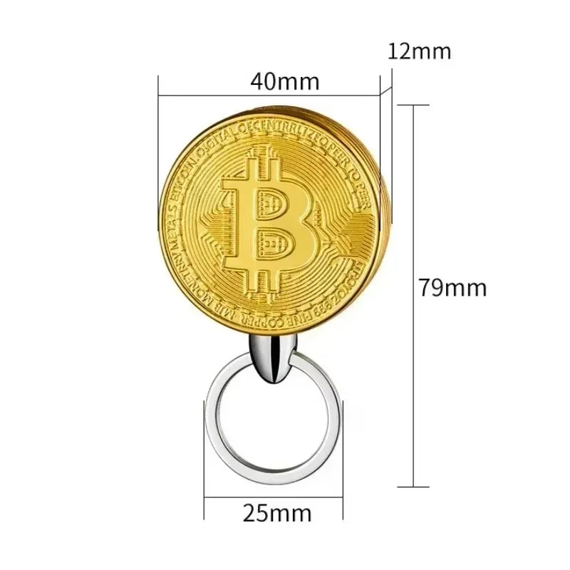 Bitcoin Torch Lighter Virtual Commemorative Coin Pendant Lighter Refillable Butane Gas Lighter Portable Cigarette Accessory