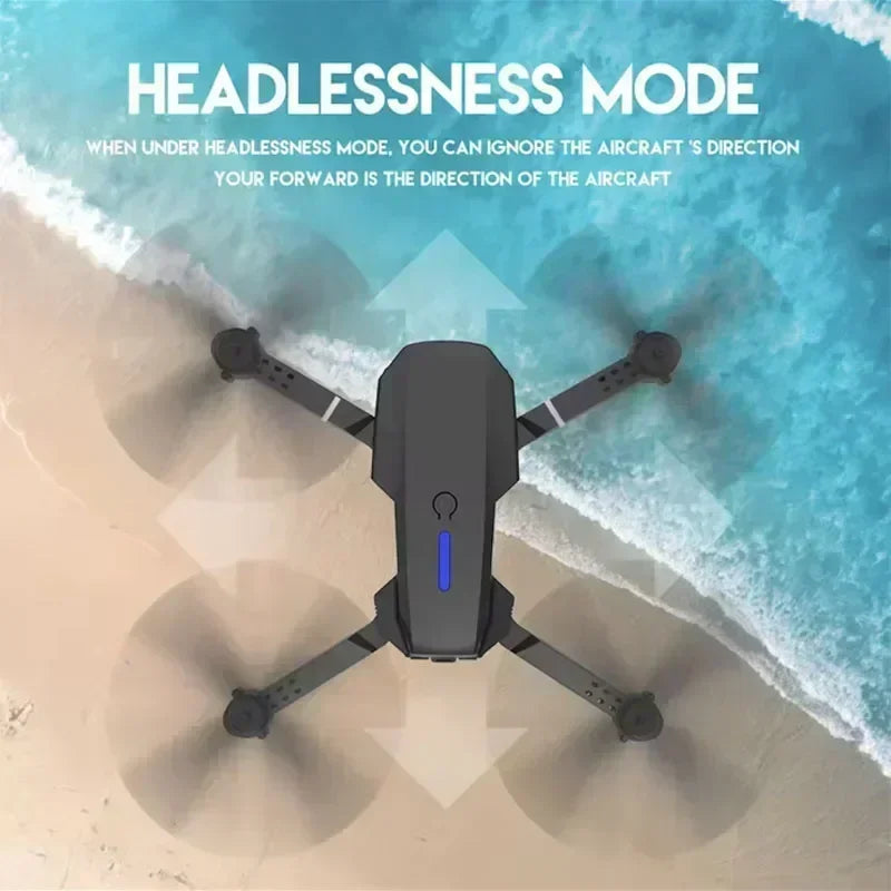 E88 Pro WiFi FPV Drone. Wide-angle HD 4K/1080P camera, height hold, foldable. Ideal RC quadcopter toy for Christmas boys gift.