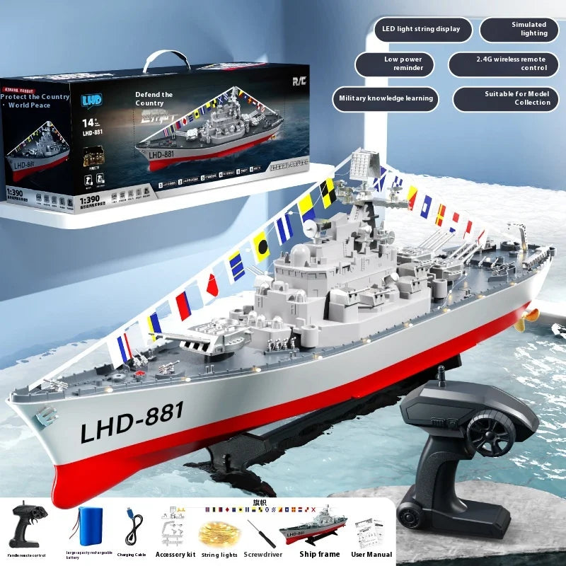 High-Speed Electric Remote Control Boat Speedboat Simulation Warship Oversized Model Launching Adult Children'S Toy Warship.
