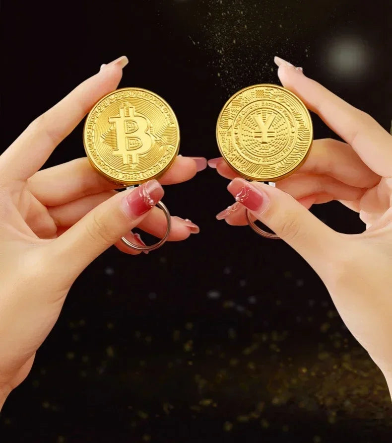 Bitcoin Torch Lighter Virtual Commemorative Coin Pendant Lighter Refillable Butane Gas Lighter Portable Cigarette Accessory