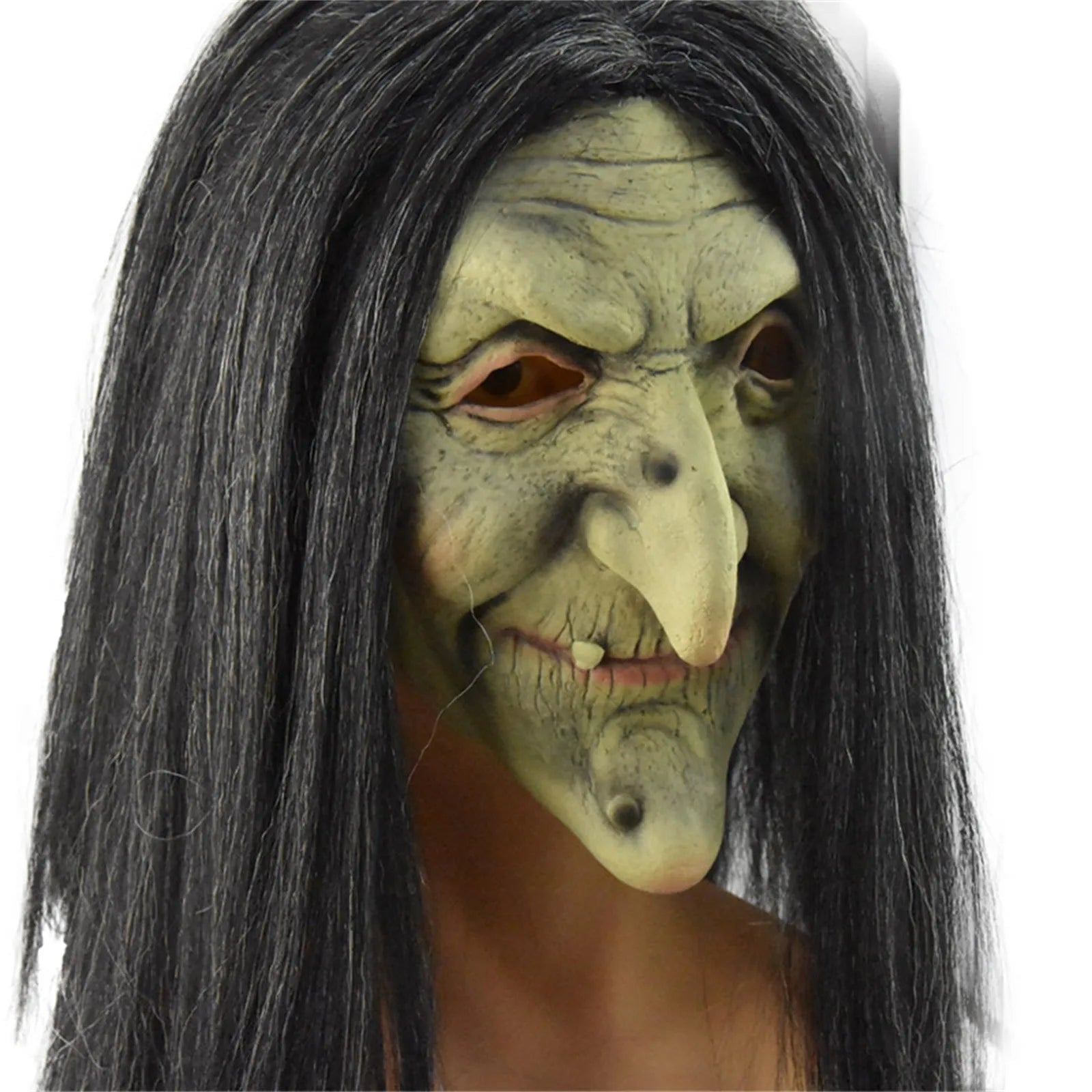 Halloween Old Witch Mask Latex Material Masquerade Grandma Face Wig Party Costume Role Play Mask Ghost Adult Horror Mask