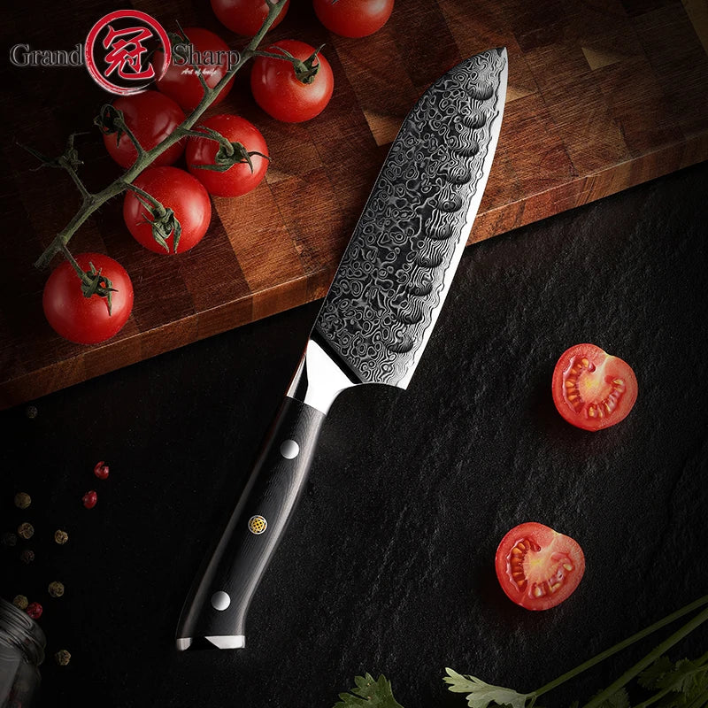 Santoku Knife 5 Inch AUS-10 Japanese Damascus Steel Kitchen Knife 67 Layers High Carbon Stainless Steel Chef Cooking Tools Sharp