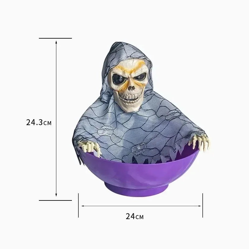 Halloween Electric Ghost Prop Animated Motion Sensor Light Up Sound Head Stretch Swing Party Decoration Haunted House Decor