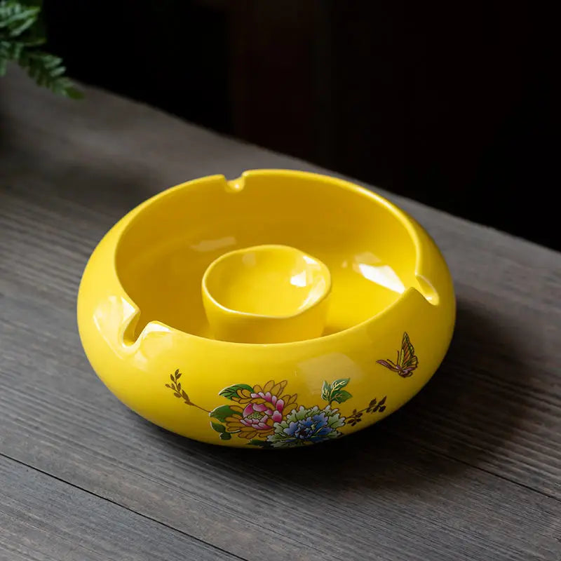 Retro Ceramic  Ashtray Tray Coffee Shop  Desktop Creative Ornaments Living Room TV Cabinet  Ashtrays with Lid Home Decoration
