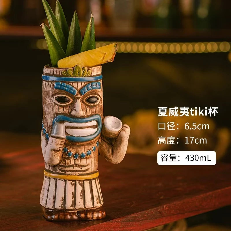 Hawaiian Cocktail Glass Cup,Ceramic Tiki Mug,Samiff Bar Glass,Personality Drinking