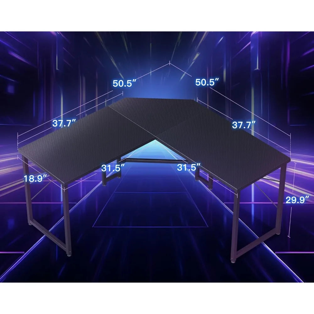 L Shaped Gaming Desk, Corner Desk Gaming Table for Home Office, Computer Desk Sturdy Writing Workstation for Small Space, Easy