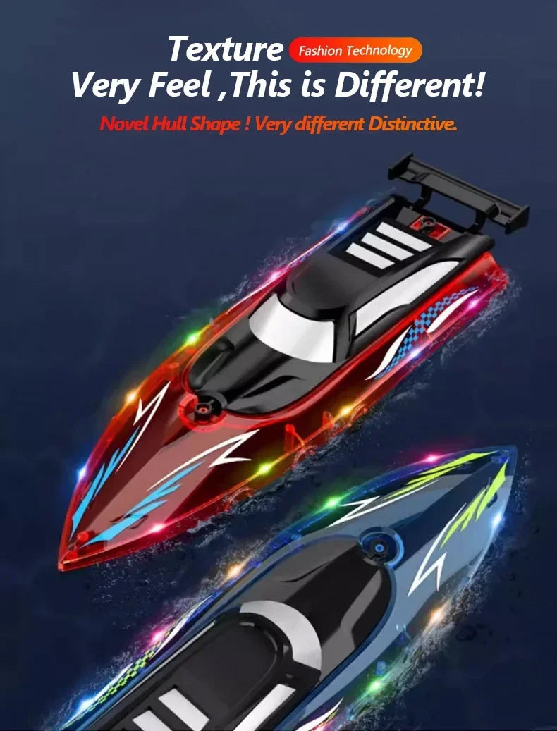 RC Boat with LED Light, 2.4GHz Full Proportional Remote Control Boat for Pool & Lake – 30 Min Run Time,Kids Toys & Birthday Gift