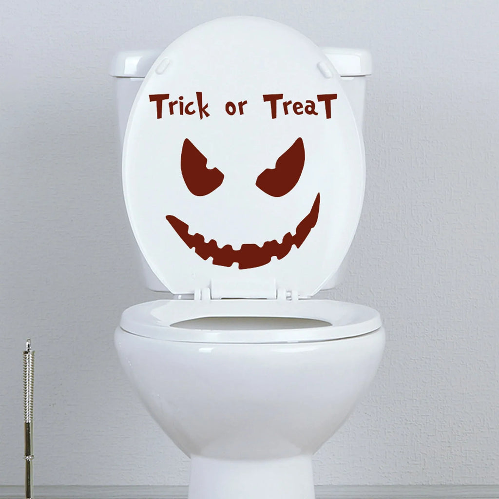 Halloween Evil Expression Sticker Bathroom Horror Toilet Sticker Wall Stickers Festival Atmosphere Decorative Props