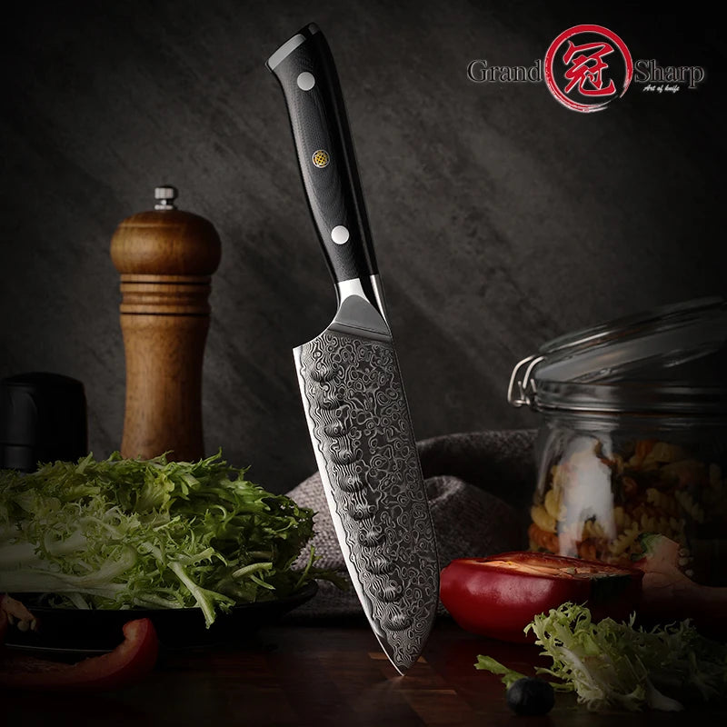 Santoku Knife 5 Inch AUS-10 Japanese Damascus Steel Kitchen Knife 67 Layers High Carbon Stainless Steel Chef Cooking Tools Sharp