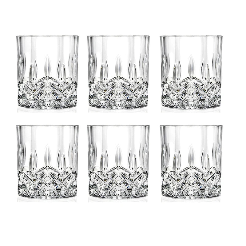 6pcs/4pcs/2pcs/1pcs Whiskey Cup Crystal Glass 230ml Wine Cup Transparent Drinkware for Bar/Home Spirit Cups Embossed Water Cup